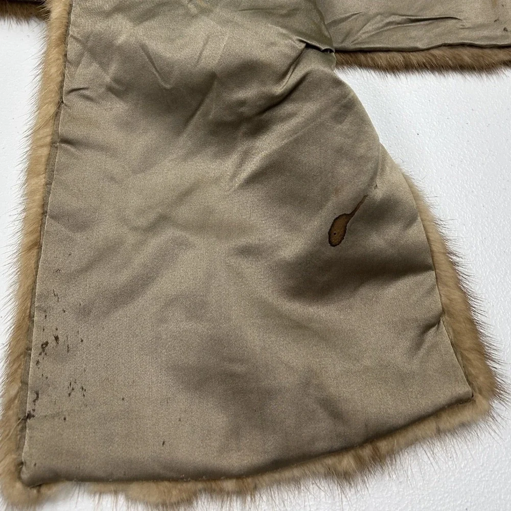 Unbranded Fur Stole Wrap Womens OS Brown Vintage Mink Style Shawl Collar D1